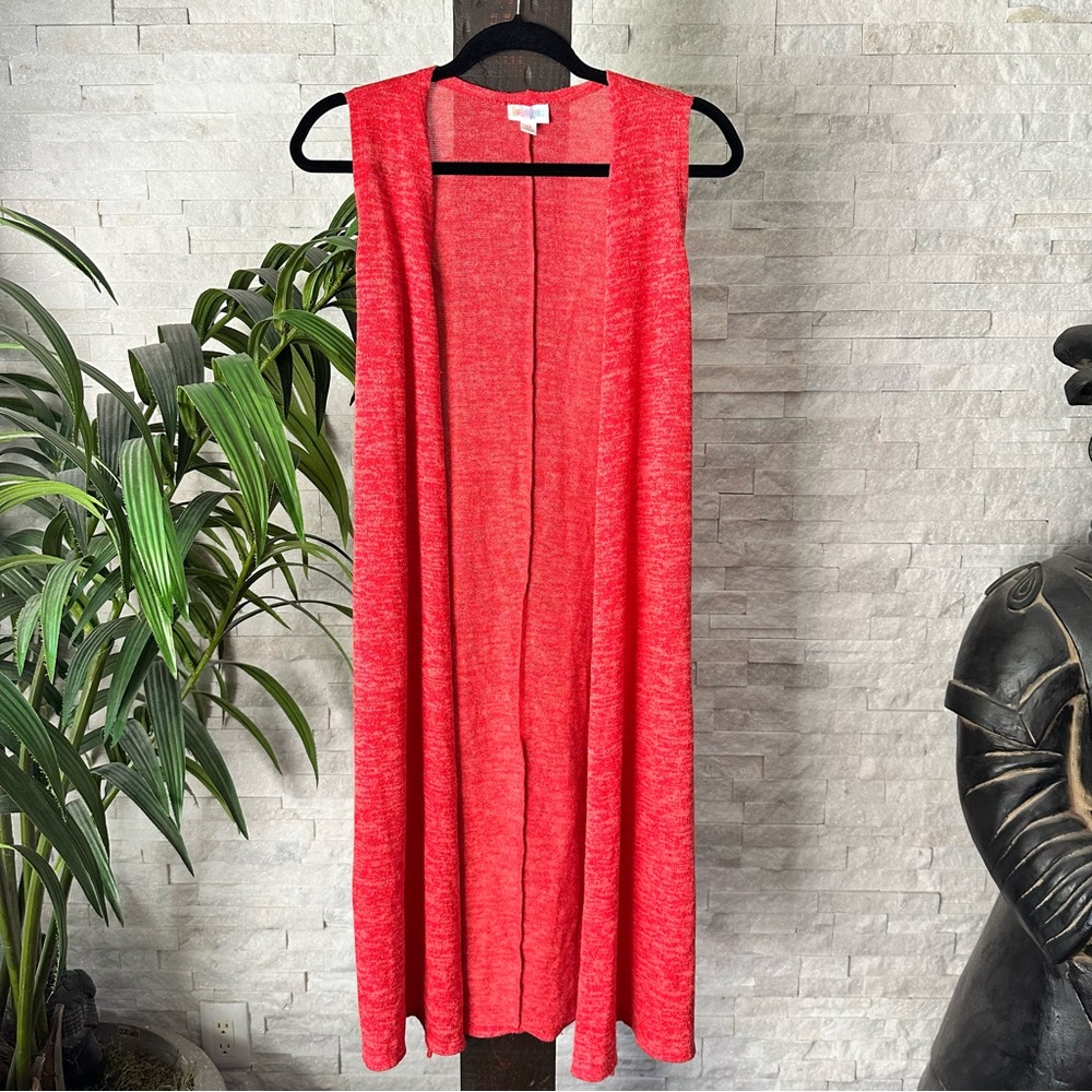 Lularoe Orange “Joy” Vest Long Duster Sweater Size XS